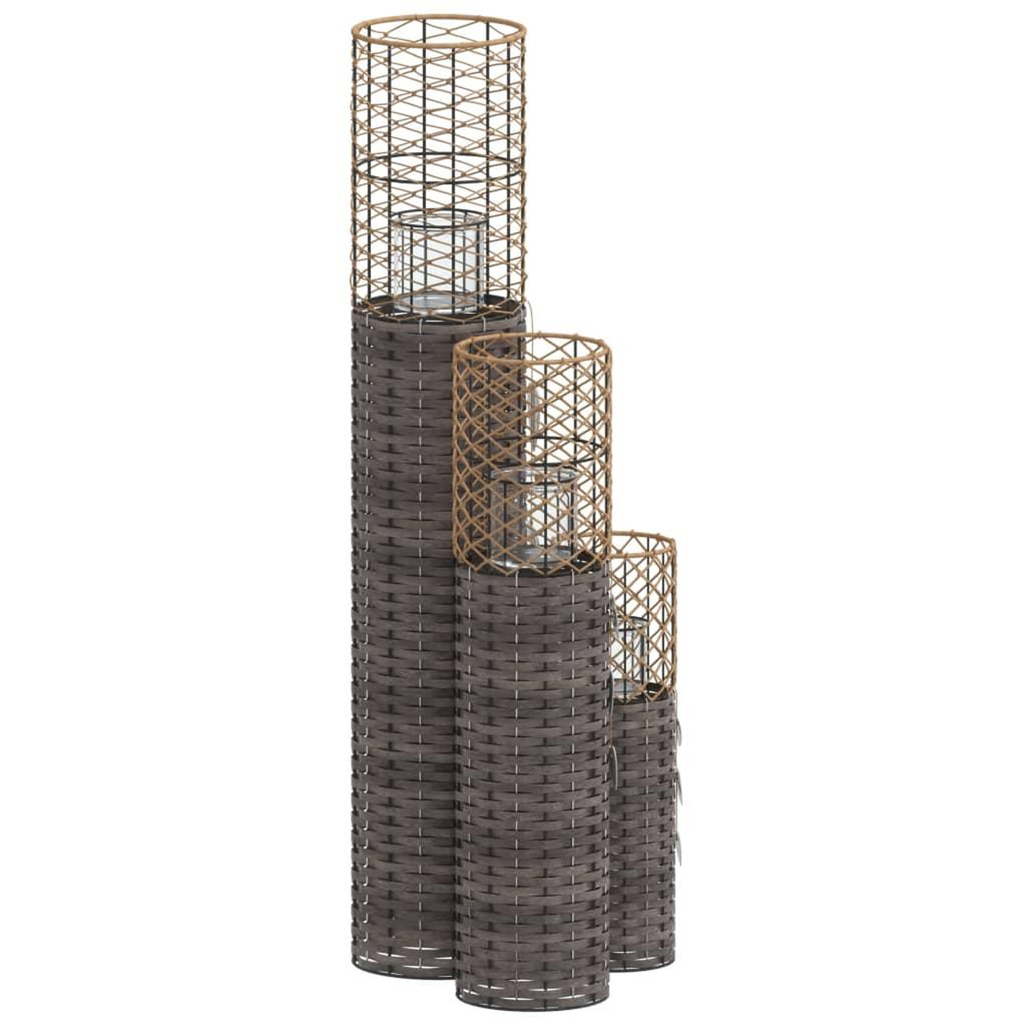 Voir la diapositive 4 : VIDAXL Bougeoirs 3 pcs gris osier