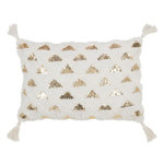 Paris Prix Coussin Tufté  Floches  40x60cm Blanc & Or