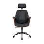 Voir la diapositive 2 : SWEEEK Chaise de bureau à roulettes décor bois courbé et simili cuir