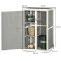 Voir la diapositive 3 : OUTSUNNY Armoire abri de jardin remise pour outils - grande porte verrouillable loquet - 2 étagères - toit bitumé incliné bois de sapin blanc gris
