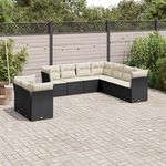 VIDAXL Salon de jardin 9 pcs avec coussins noir resine tressee