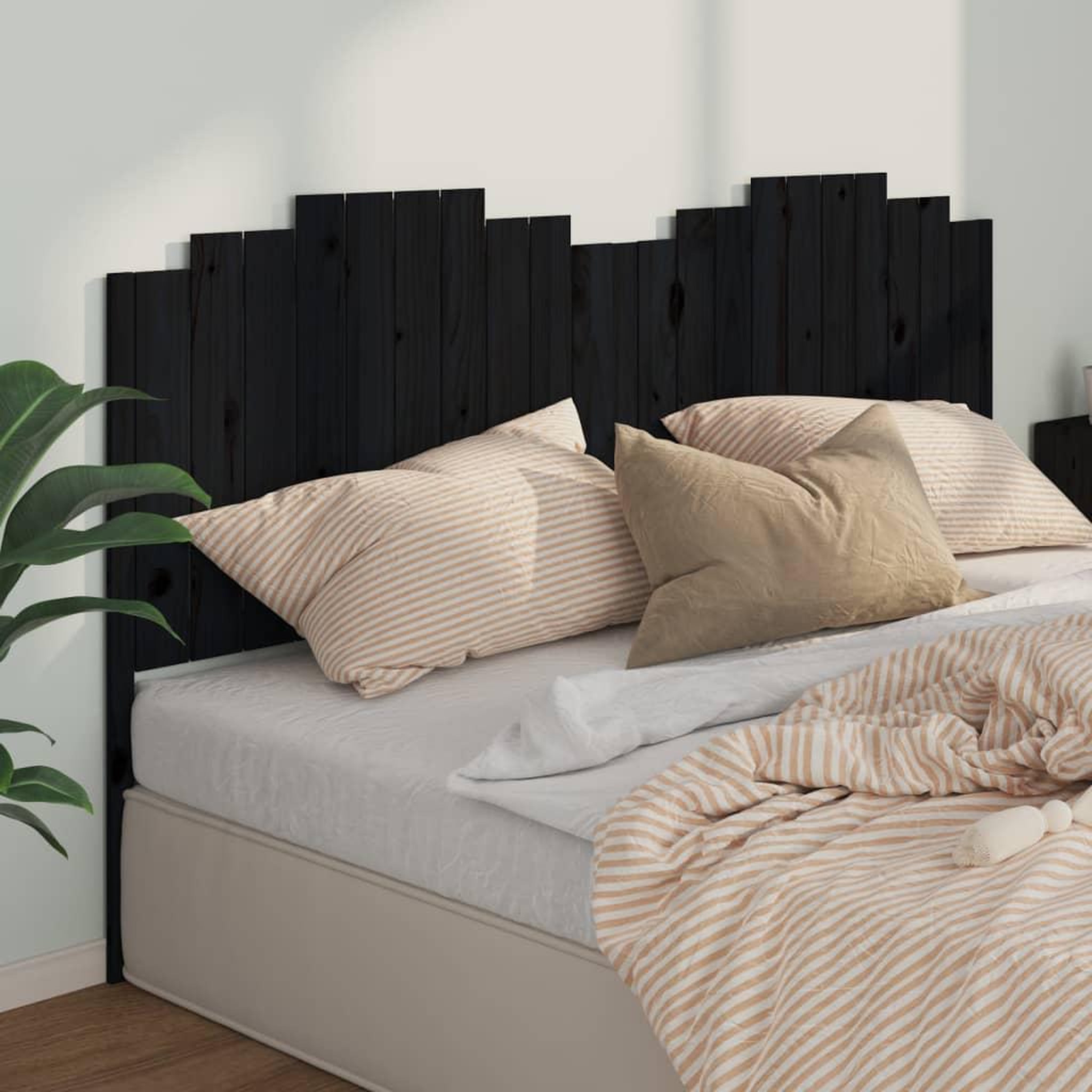 Voir la diapositive 1 : VIDAXL Tete de lit Noir 206x4x110 cm Bois massif de pin