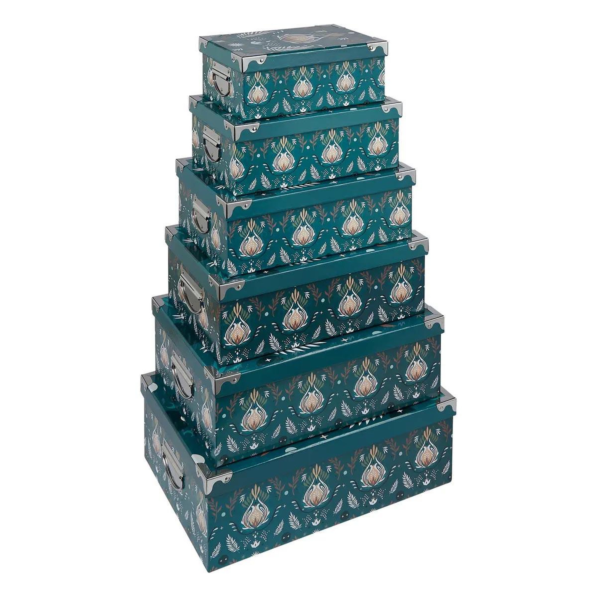 Voir la diapositive 2 : FIVE Lot de 6 boîtes déco  peace  48cm bleu pétrole