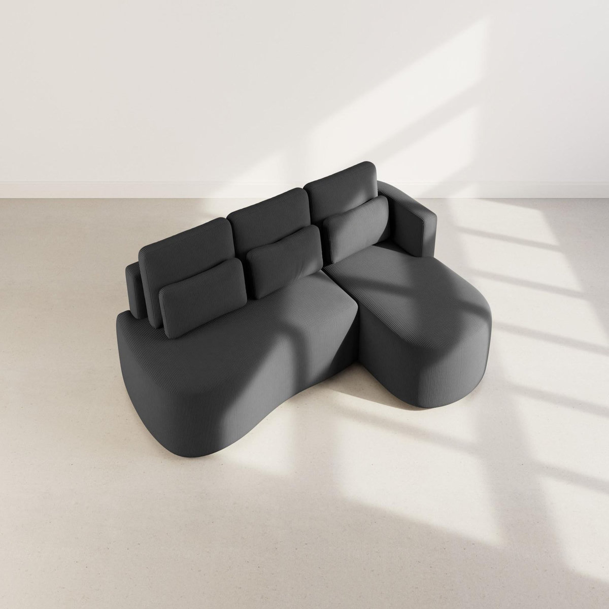 LISA DESIGN Mahina - canapé d'angle droit 4 places convertible avec coffre en velours côtelé