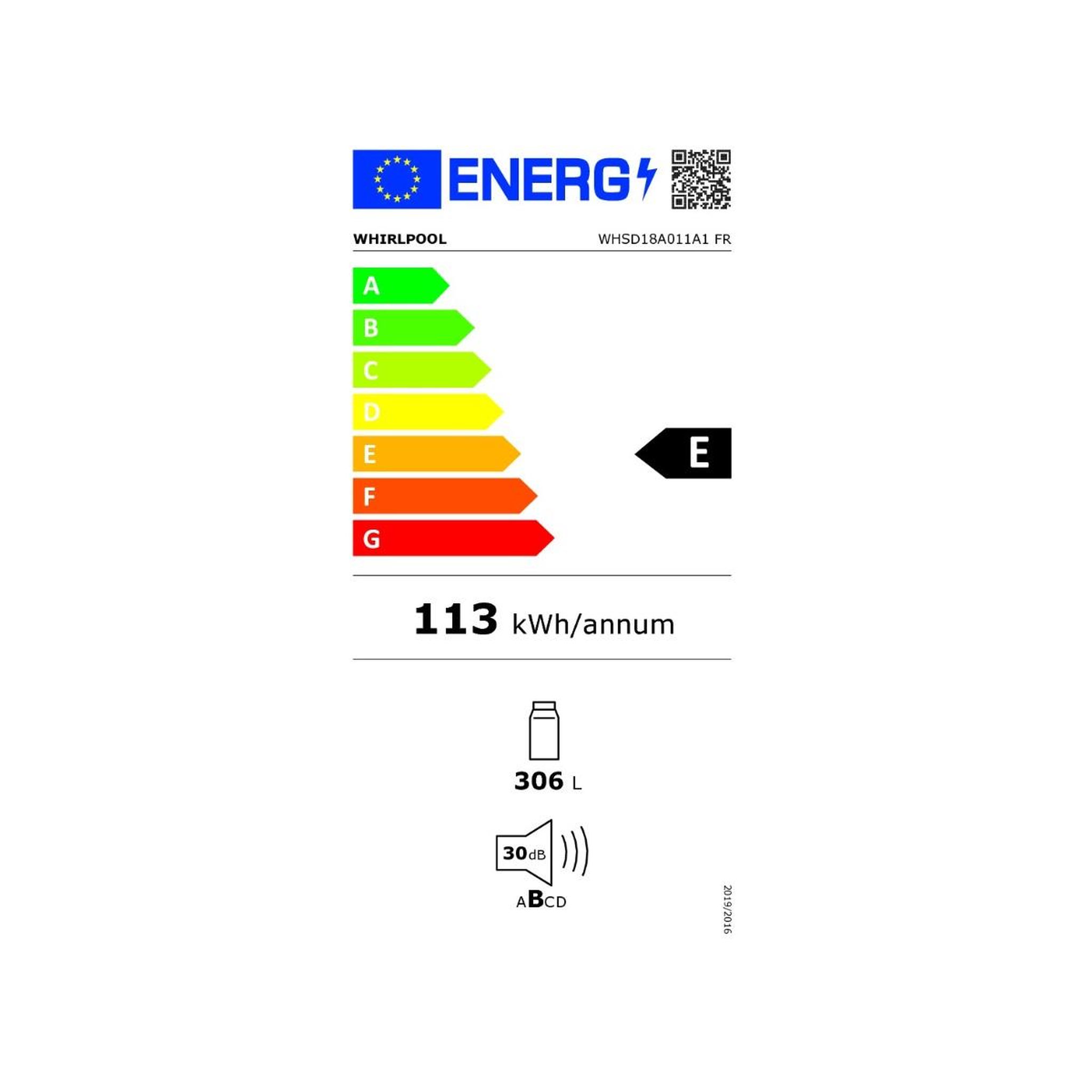 Voir la diapositive 2 : Whirlpool Réfrigérateur 1 porte intégrable à glissières 306l - whsd18a011a1fr