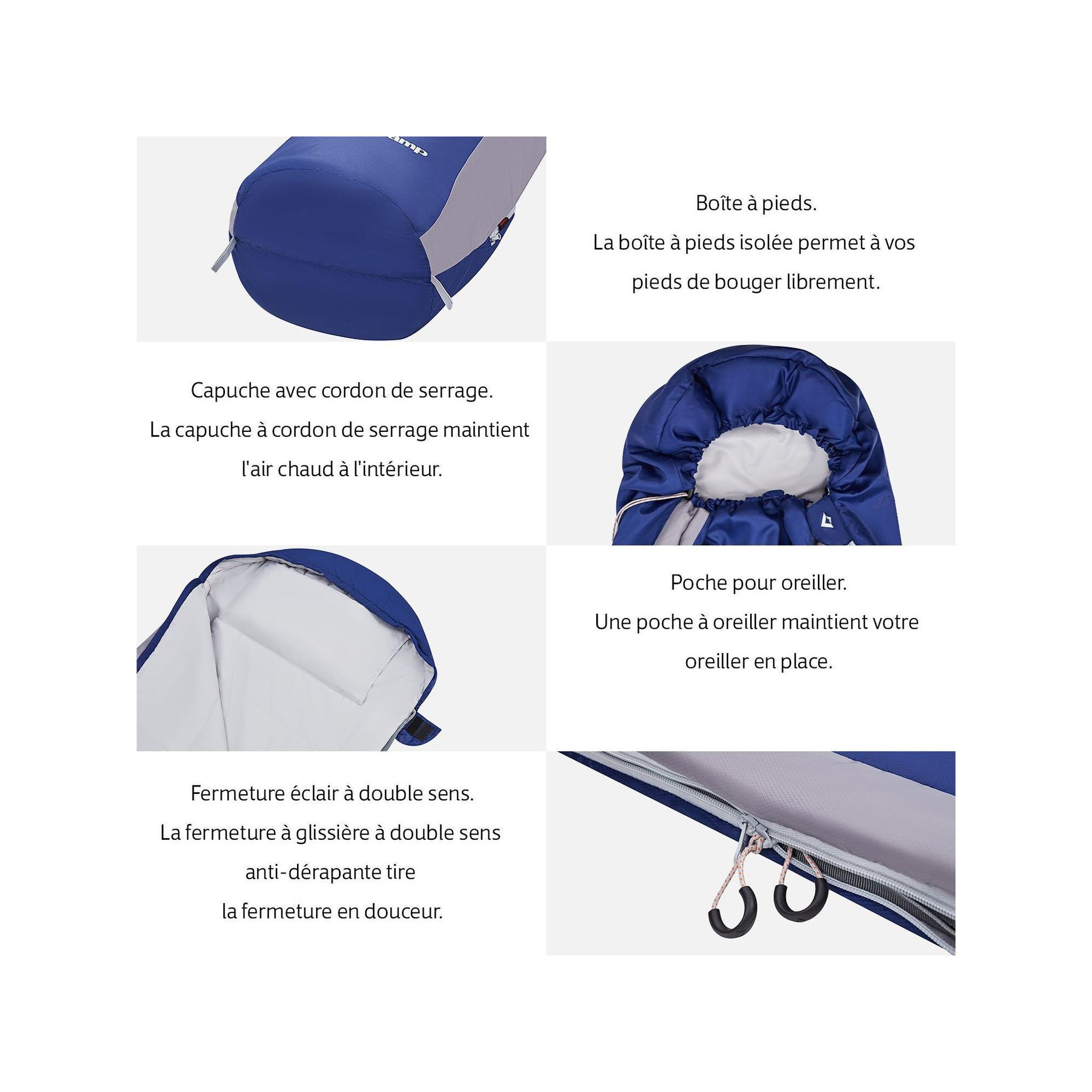 Voir la diapositive 4 : KINGCAMP Sac de couchage forme momie breeze - kingcamp - bleu - 215 x 50 cm