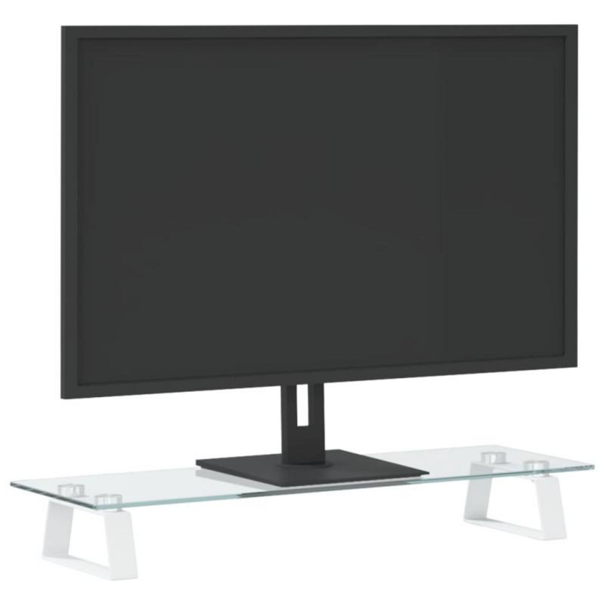 VIDAXL Support de moniteur blanc 60x20x8 cm verre trempé et métal