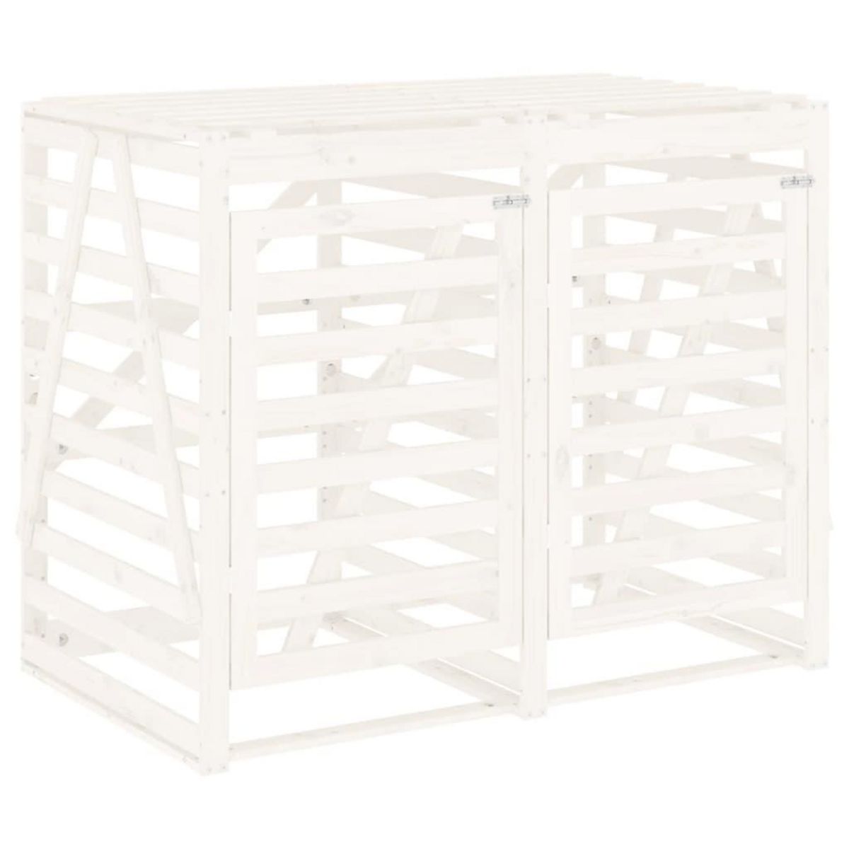 VIDAXL Abri pour poubelle double sur roulettes blanc bois pin