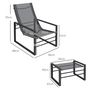 Voir la diapositive 3 : OUTSUNNY Ensemble fauteuil relax de jardin avec repose-pied métal noir tissu mesh gris