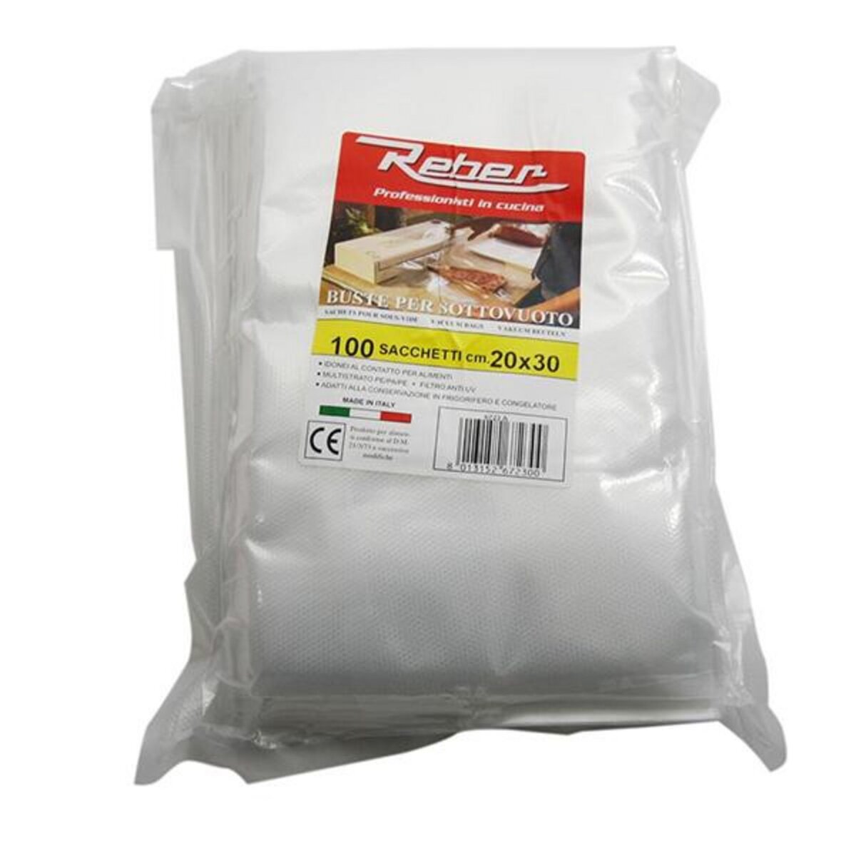Reber Lot de 100 sacs 20x30 pour appareil à emballage sous vide 9701n et 9700n - 6723a