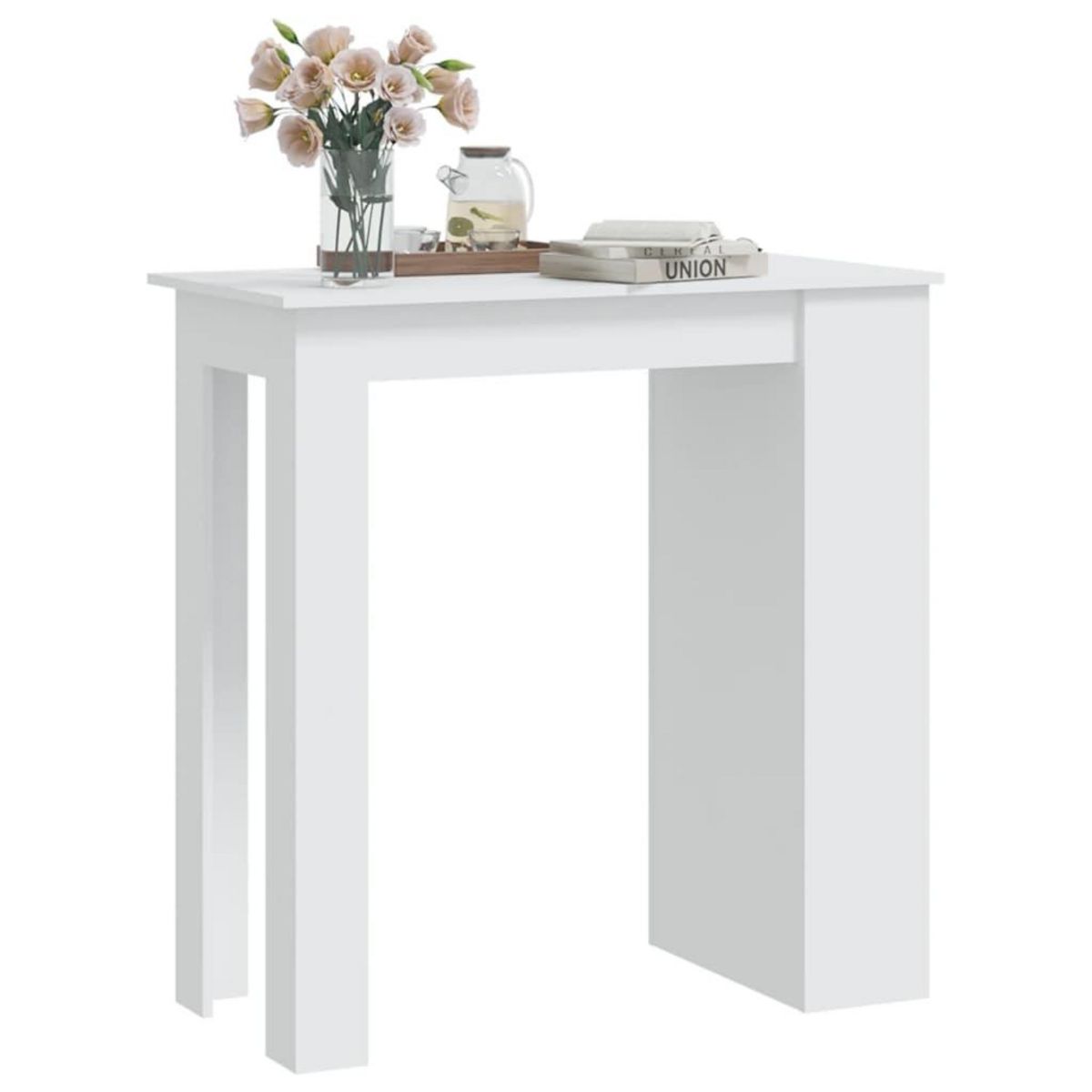 VIDAXL Table de bar rangement Blanc 102x50x103,5 cm Bois d'ingenierie