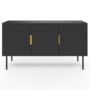 Voir la diapositive 3 : ID MARKET Buffet 110 cm MARCEL noir 3 portes effet lattes