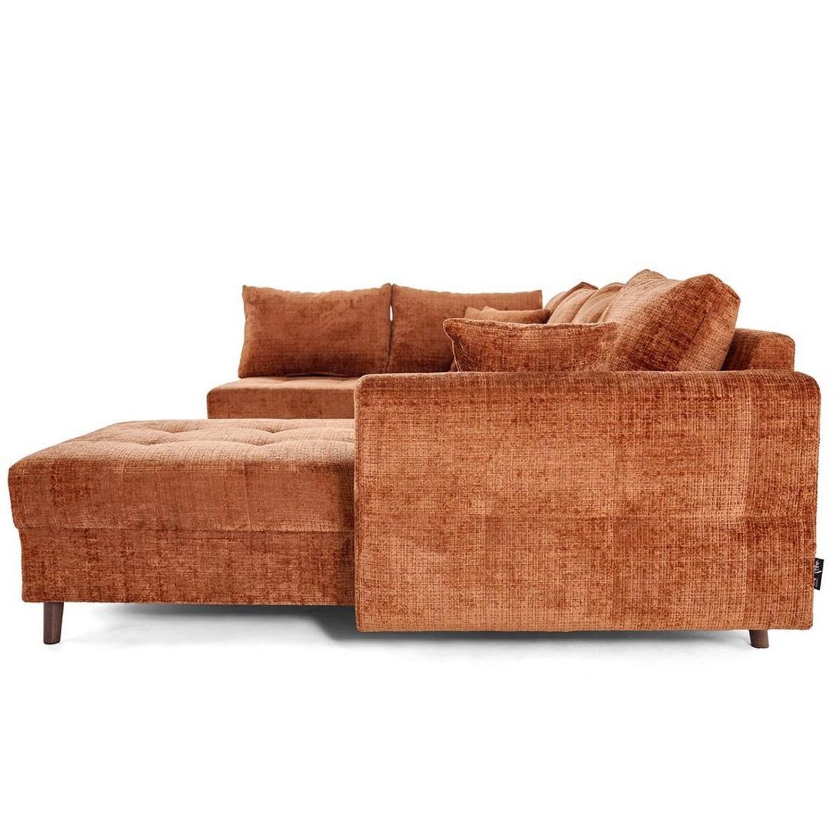 LISA DESIGN Rune - canapé panoramique d'angle gauche 7 places en velours texturé