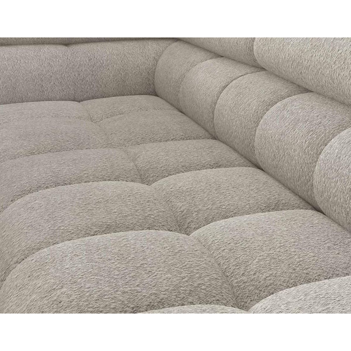 BEST MOBILIER Elisa - canapé d'angle gauche 5 places convertible avec coffre et têtières réglables en tissu bouclette