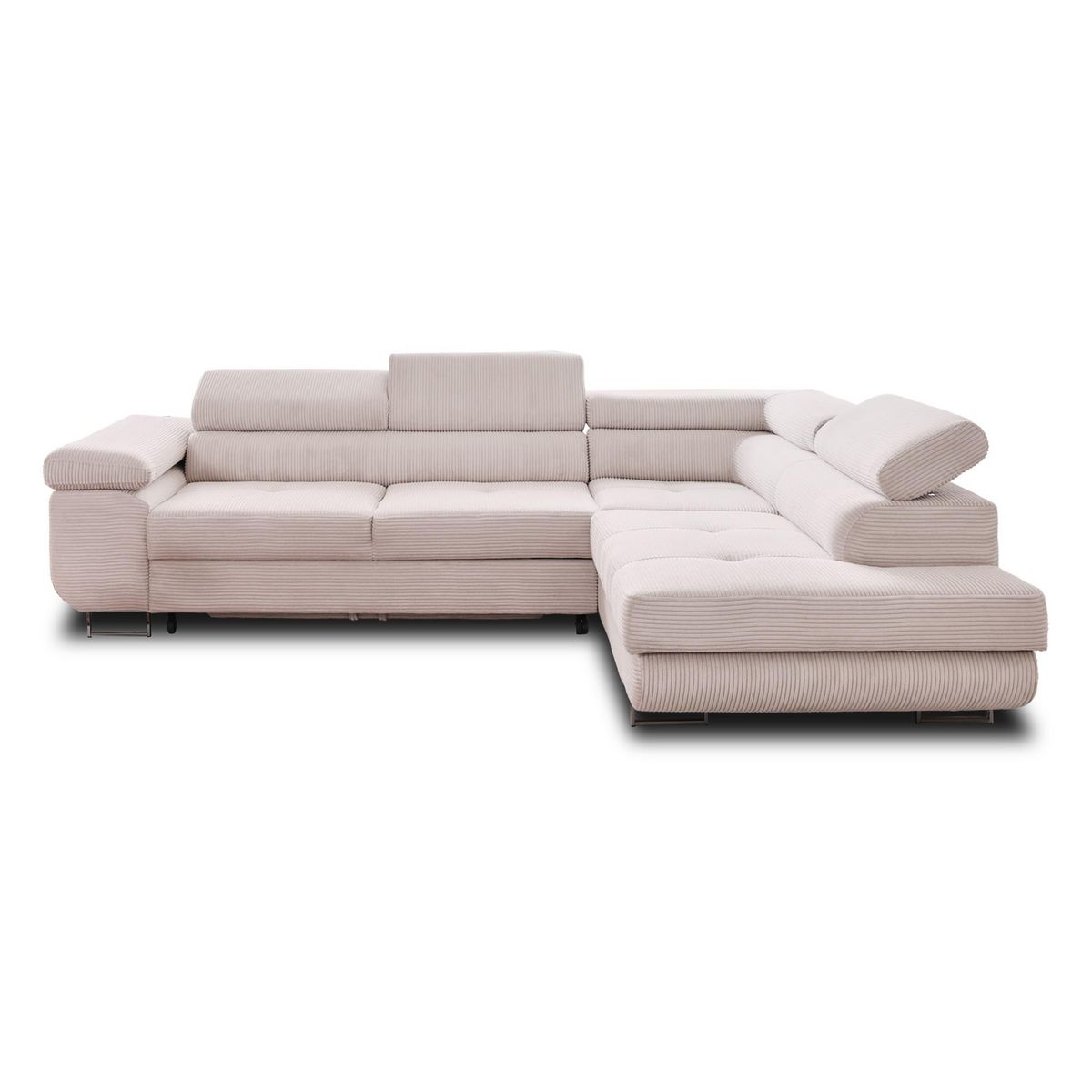 BEST MOBILIER Zaria - canapé d'angle droit - convertible avec coffre et têtières réglables - 5 places - en velours côtelé