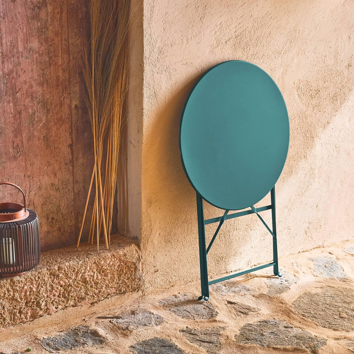 SWEEEK Table de jardin bistrot pliable - Emilia ronde - Table ronde Ø60cm en acier thermolaqué