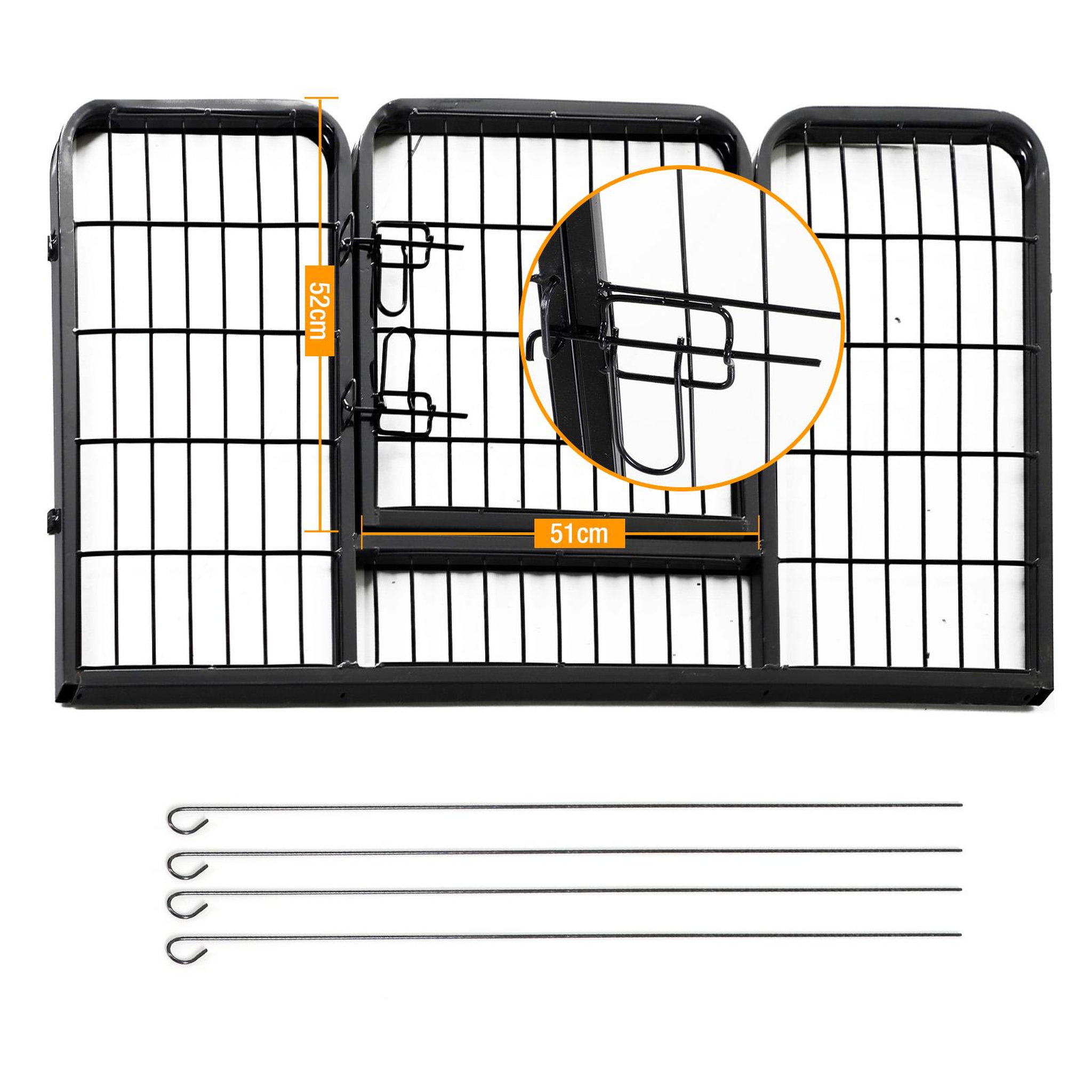 Voir la diapositive 5 : HOMCOM Luxe parc enclos acier 125l x 80l x 70h cm 4 panneaux et 1 porte pour chiens noir