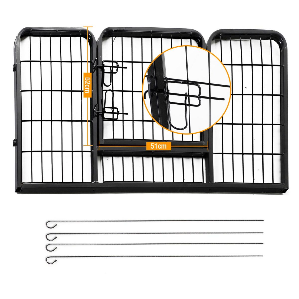 HOMCOM Luxe parc enclos acier 125L x 80l x 70H cm 4 panneaux et 1 porte pour chiens noir