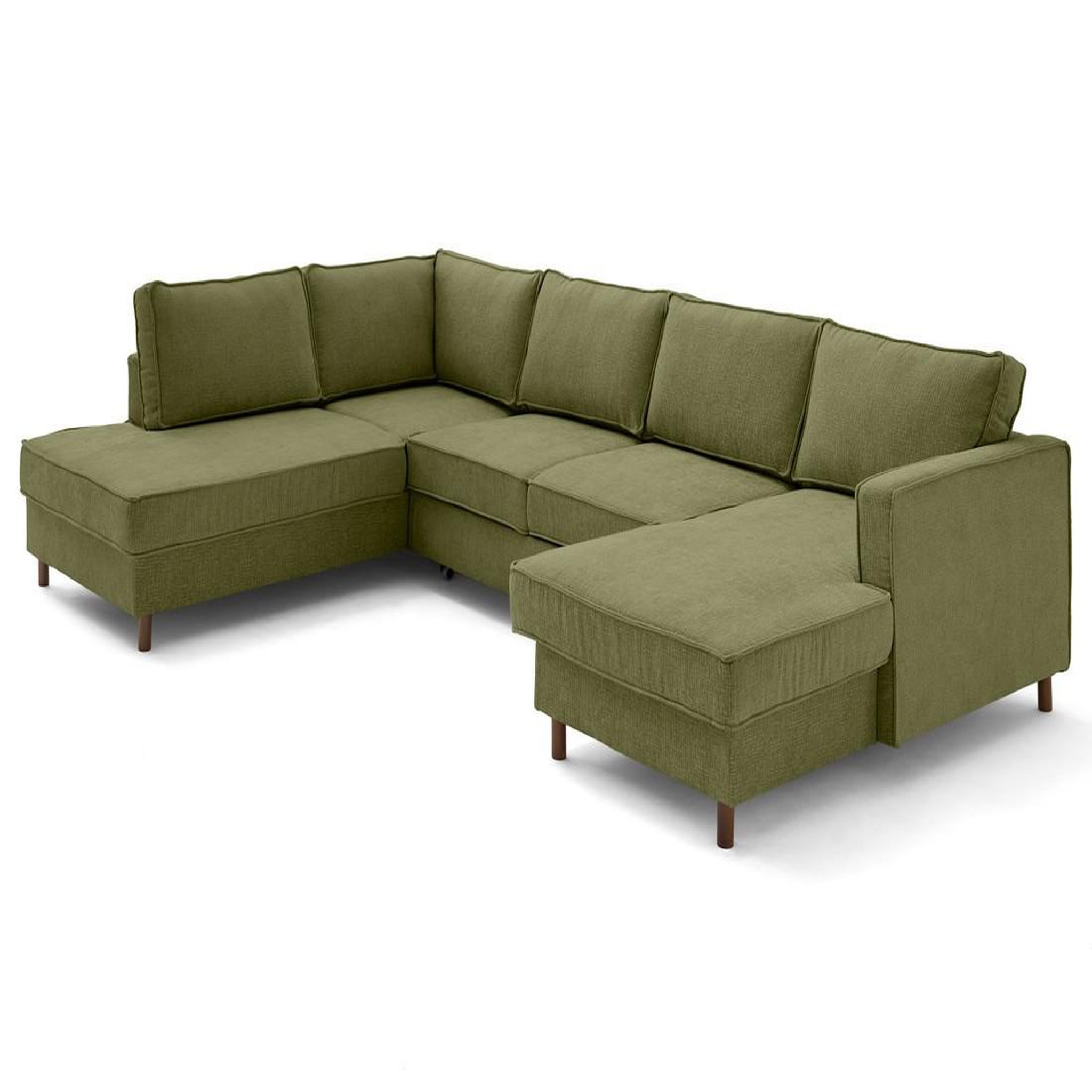 Voir la diapositive 4 : LISA DESIGN Jake - canapé panoramique d'angle gauche 7 places convertible avec coffre en tissu velours relief
