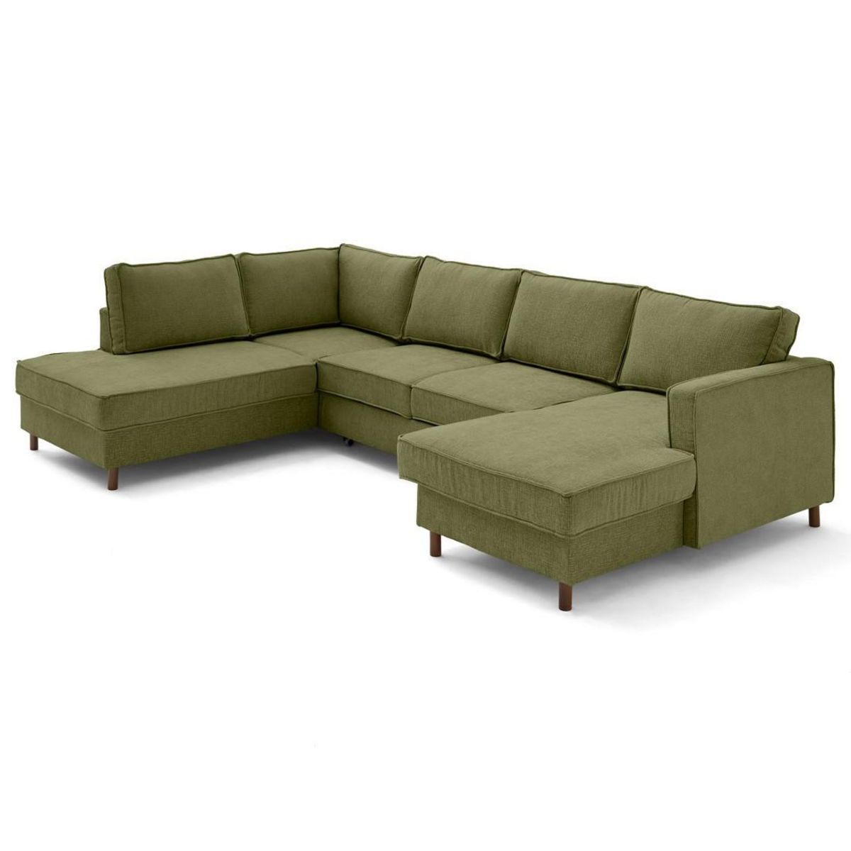 LISA DESIGN Jake - canapé panoramique d'angle gauche 7 places convertible avec coffre en tissu velours relief