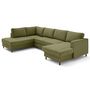 Voir la diapositive 4 : LISA DESIGN Jake - canapé panoramique d'angle gauche 7 places convertible avec coffre en tissu velours relief