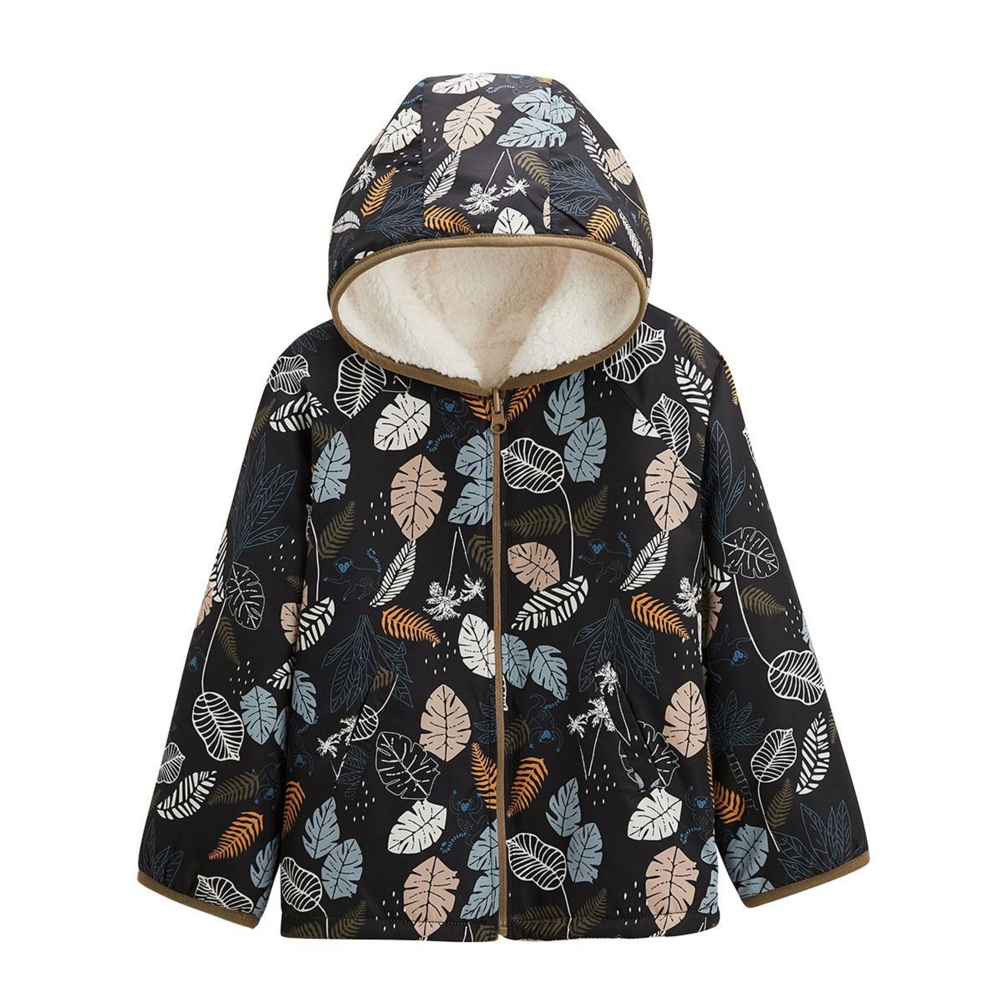 Petit Béguin Veste à capuche enfant en sherpa réversible Caracas. Coloris disponibles : Noir