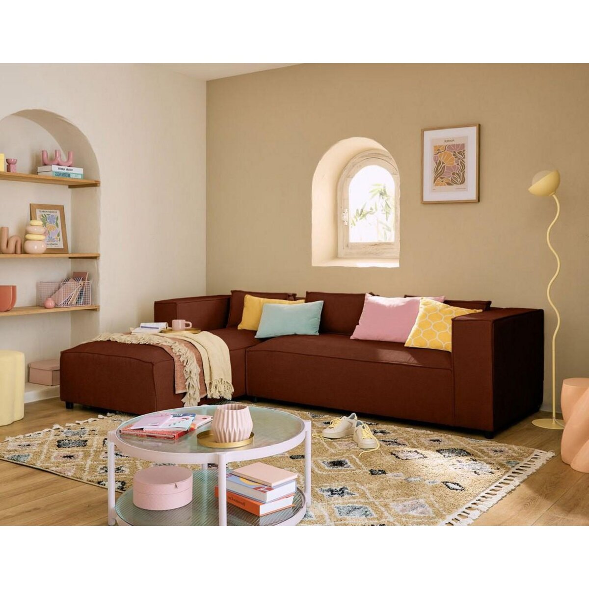 LISA DESIGN Stella - canapé d'angle gauche - 4 places - en tissu texturé