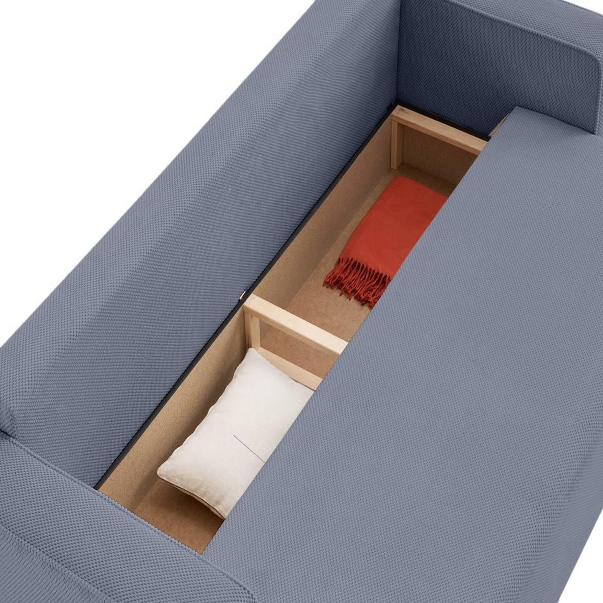 Voir la diapositive 3 : BEST MOBILIER Topaze - canapé droit 3 places convertible avec coffre en velours texturé