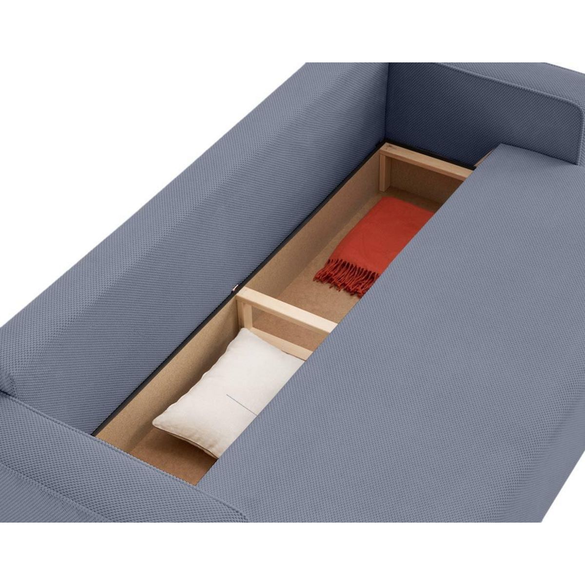 BEST MOBILIER Topaze - canapé droit 3 places convertible avec coffre en velours texturé