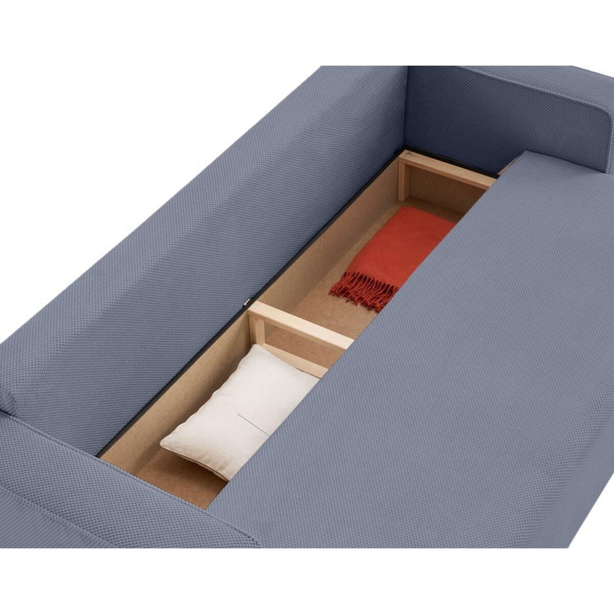 BEST MOBILIER Topaze - canapé droit 3 places convertible avec coffre en velours texturé