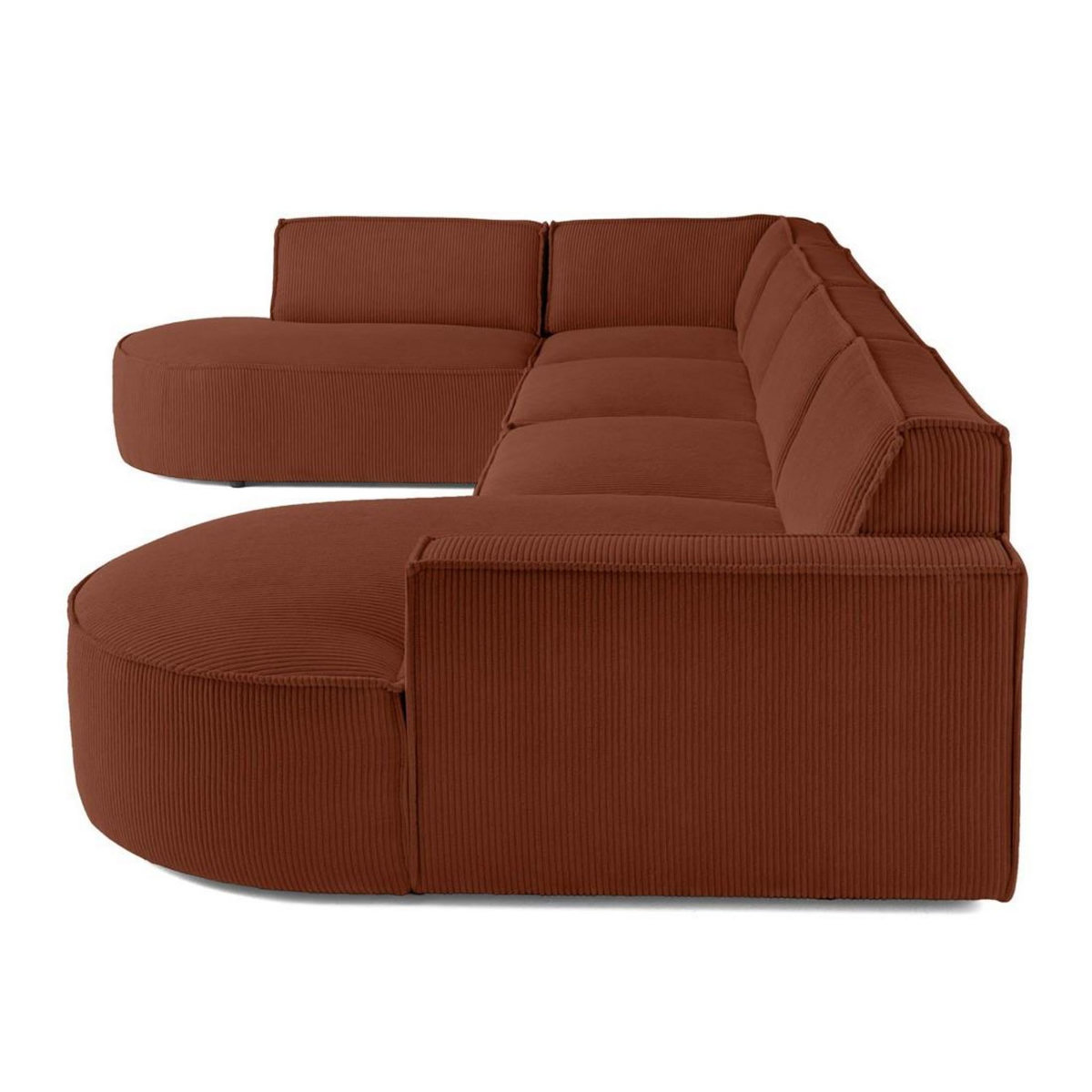 LISA DESIGN Spiaggia - canapé panoramique d'angle gauche - 7 places - en velours côtelé