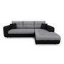 Voir la diapositive 3 : Canapé d'angle droit convertible CLELIA, 4 places, tissu microfibre gris PU blanc ou noir