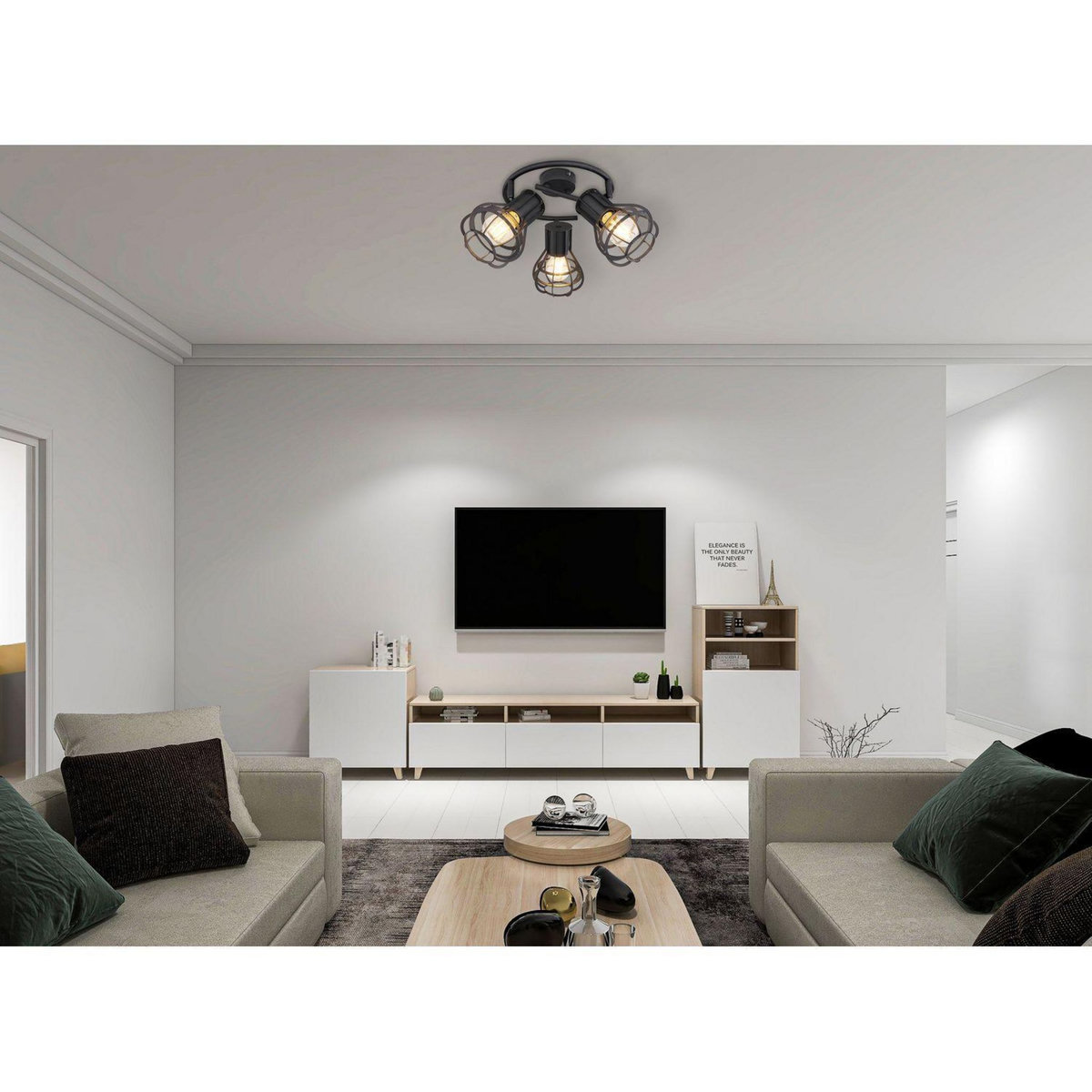 GLOBO Spot plafonnier rond design industriel Clastra - Noir