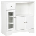 HOMCOM Buffet de cuisine meuble de rangement moderne avec porte en verre, tiroir, grande niche et étagères réglables, 80 x 30 x 82 cm, blanc