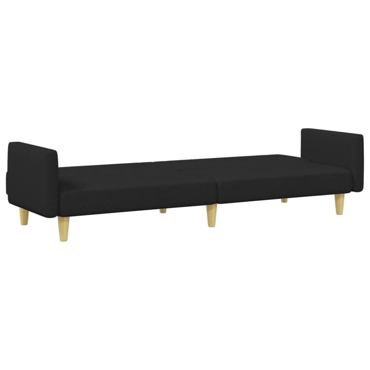 VIDAXL Canape-lit a 2 places avec repose-pied noir tissu