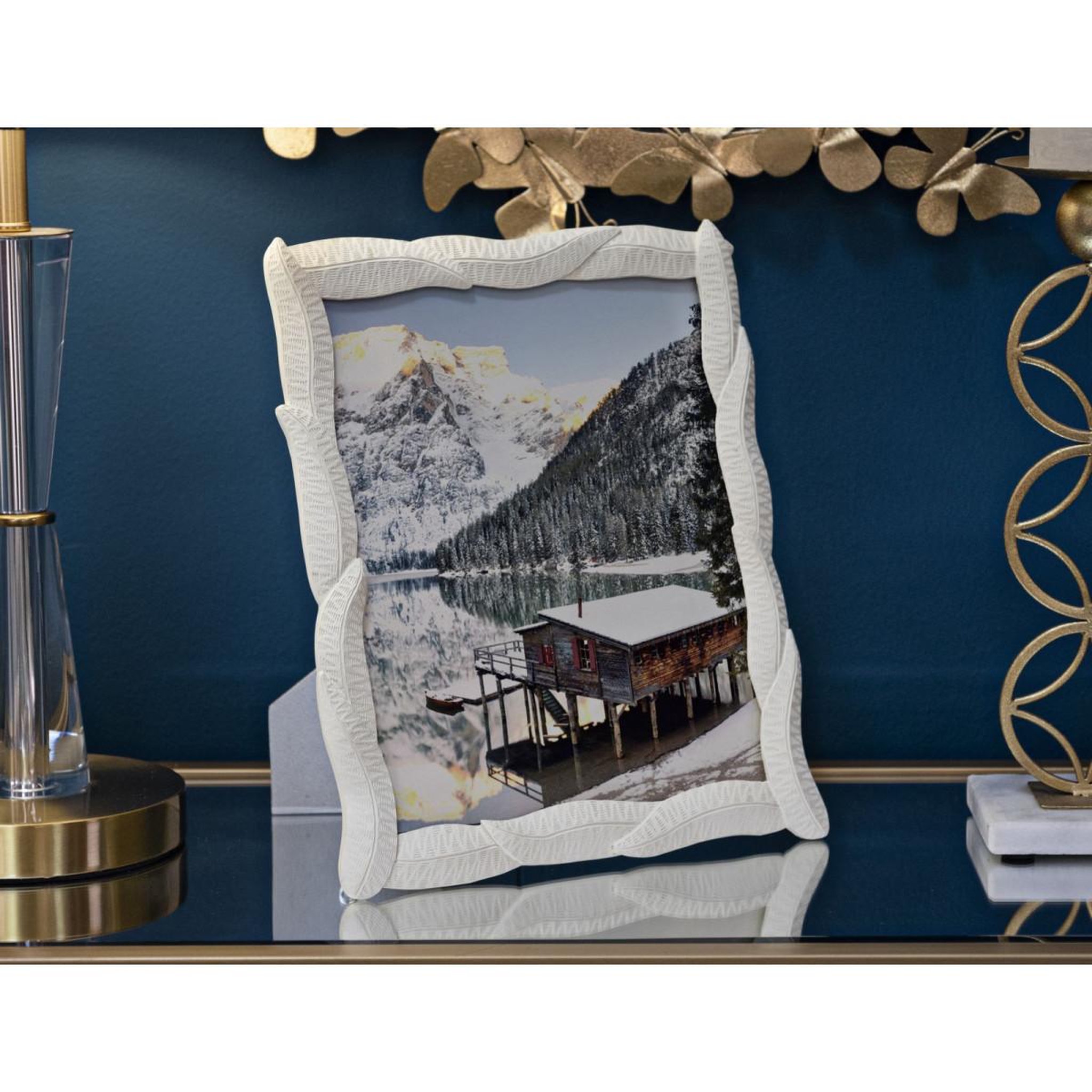 Voir la diapositive 5 : Paris Prix Cadre photo déco feuilles  snake  20x25cm crème
