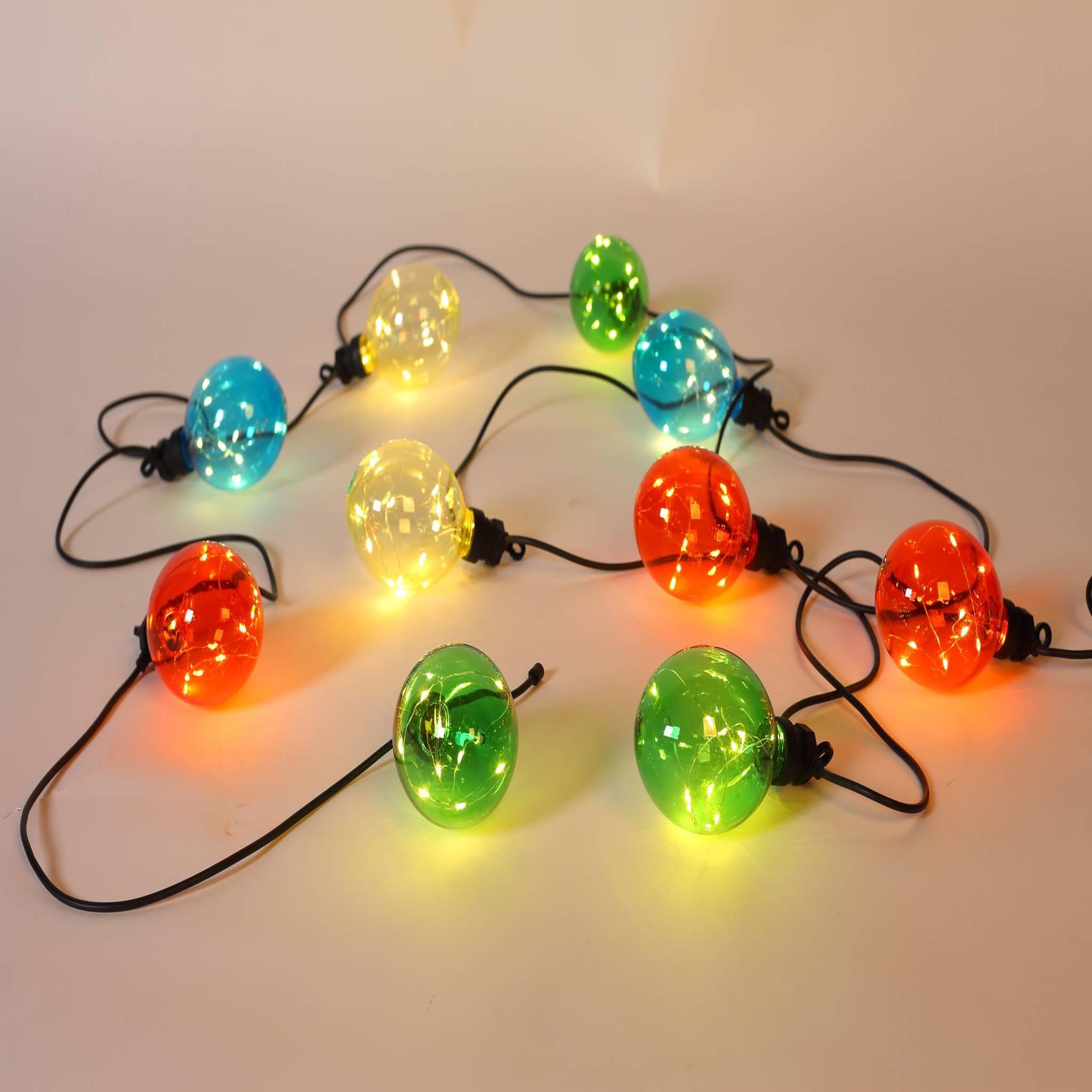 Voir la diapositive 3 : SWEEEK Morphée - Guirlande lumineuse guinguette extérieure avec 10 boules lumineuses. 100 LED. à piles (non fournies). fonction timer. 8 modes.  4.5 m de long