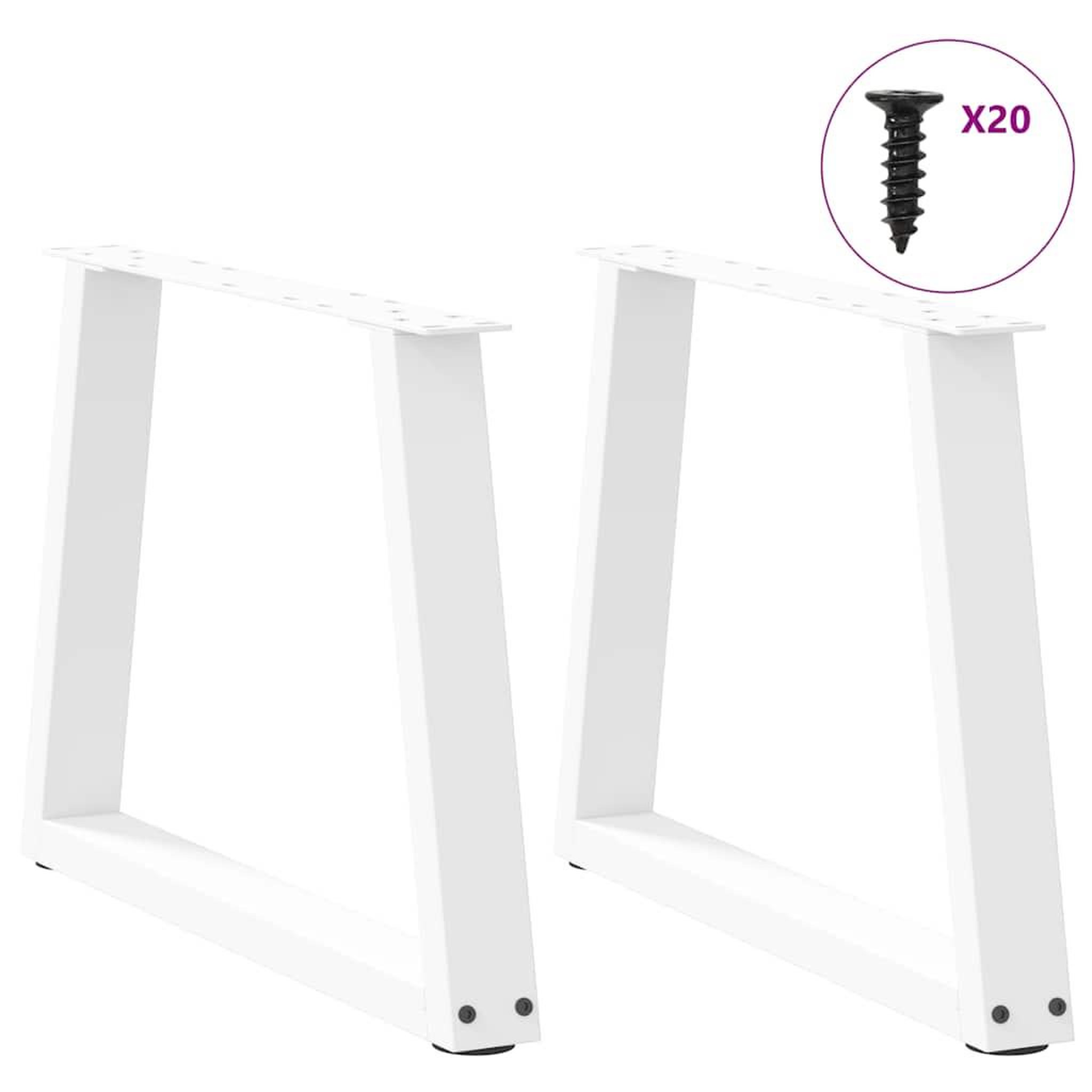 Voir la diapositive 3 : VIDAXL Pieds de table a manger forme V 2pcs blanc 50x(42-43,3)cm acier
