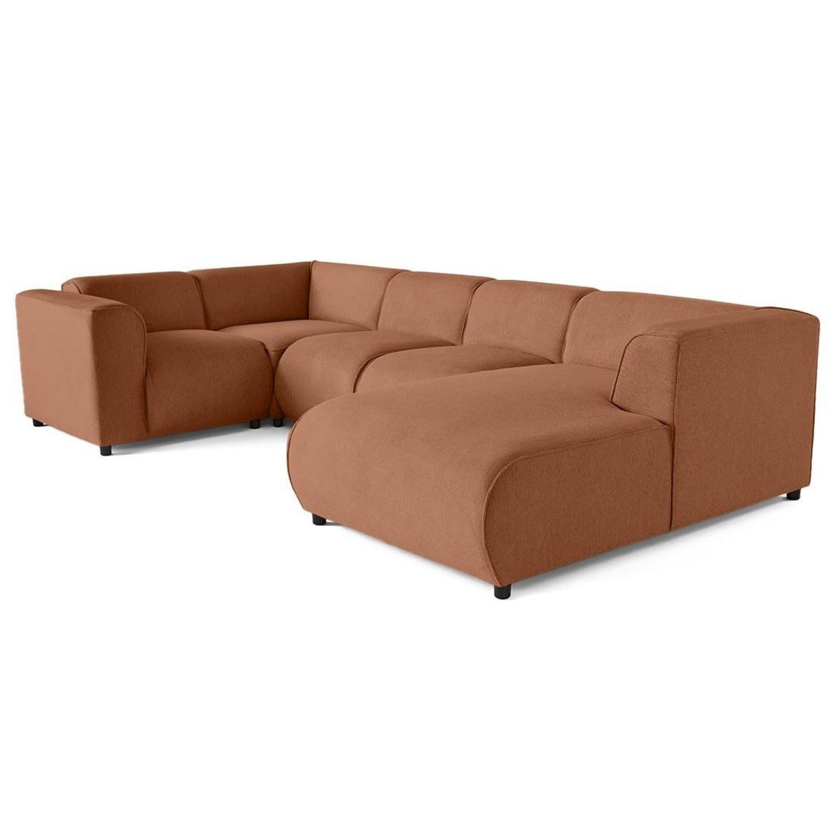 LISA DESIGN Suaro - canapé modulable panoramique d'angle gauche 7 places en tissu texturé