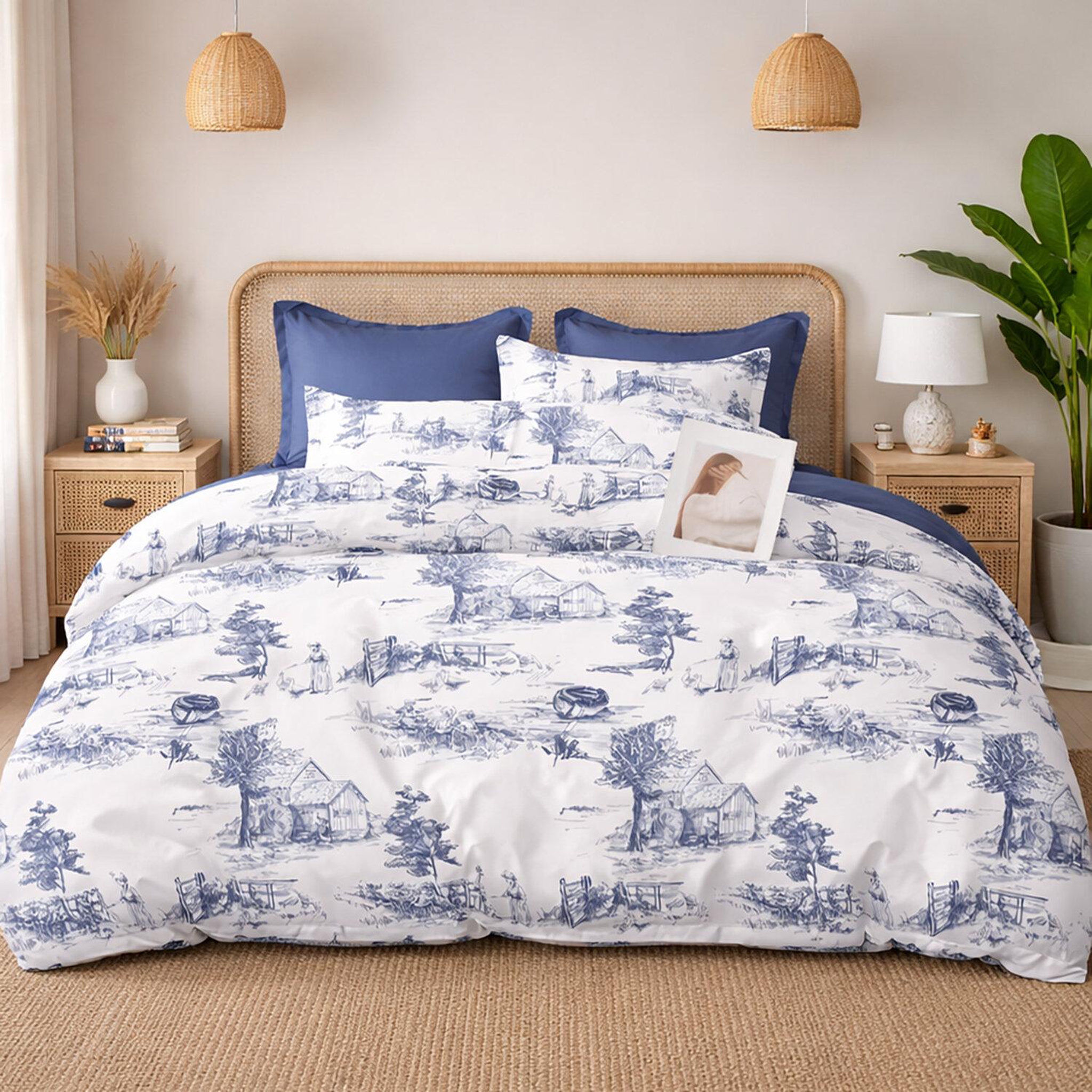 Home collection Parure housse de couette 3 pcs 240x220 cm en percale de coton 80 fils elyne