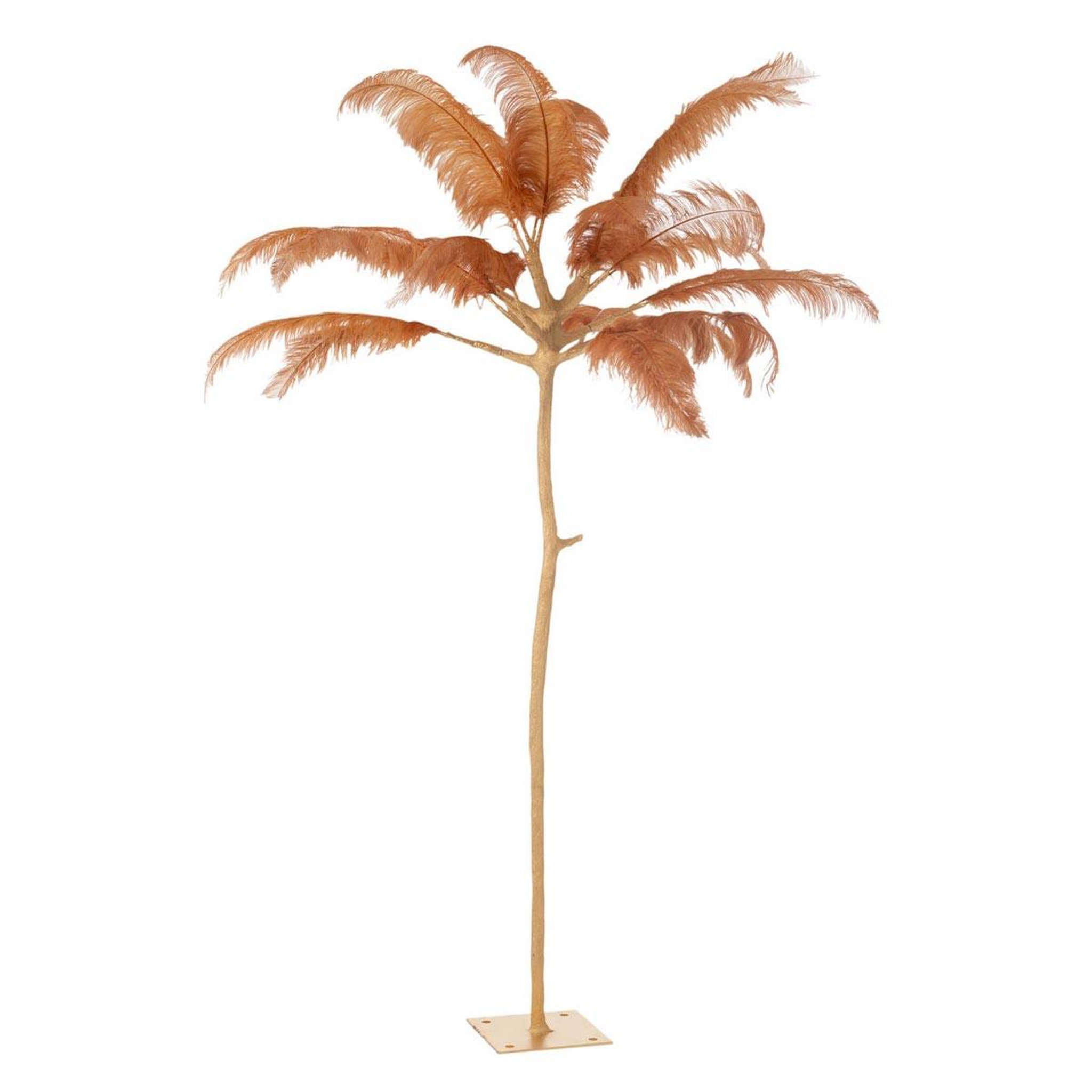 J-LINE Arbre déco en métal  plumes  190cm or & ocre