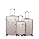 WAVE PARIS WAVE PARIS - Lot de 3 - Valises grand format, weekend et cabine TIGRE. Coloris disponibles : Bleu, Beige, Gris, Rose