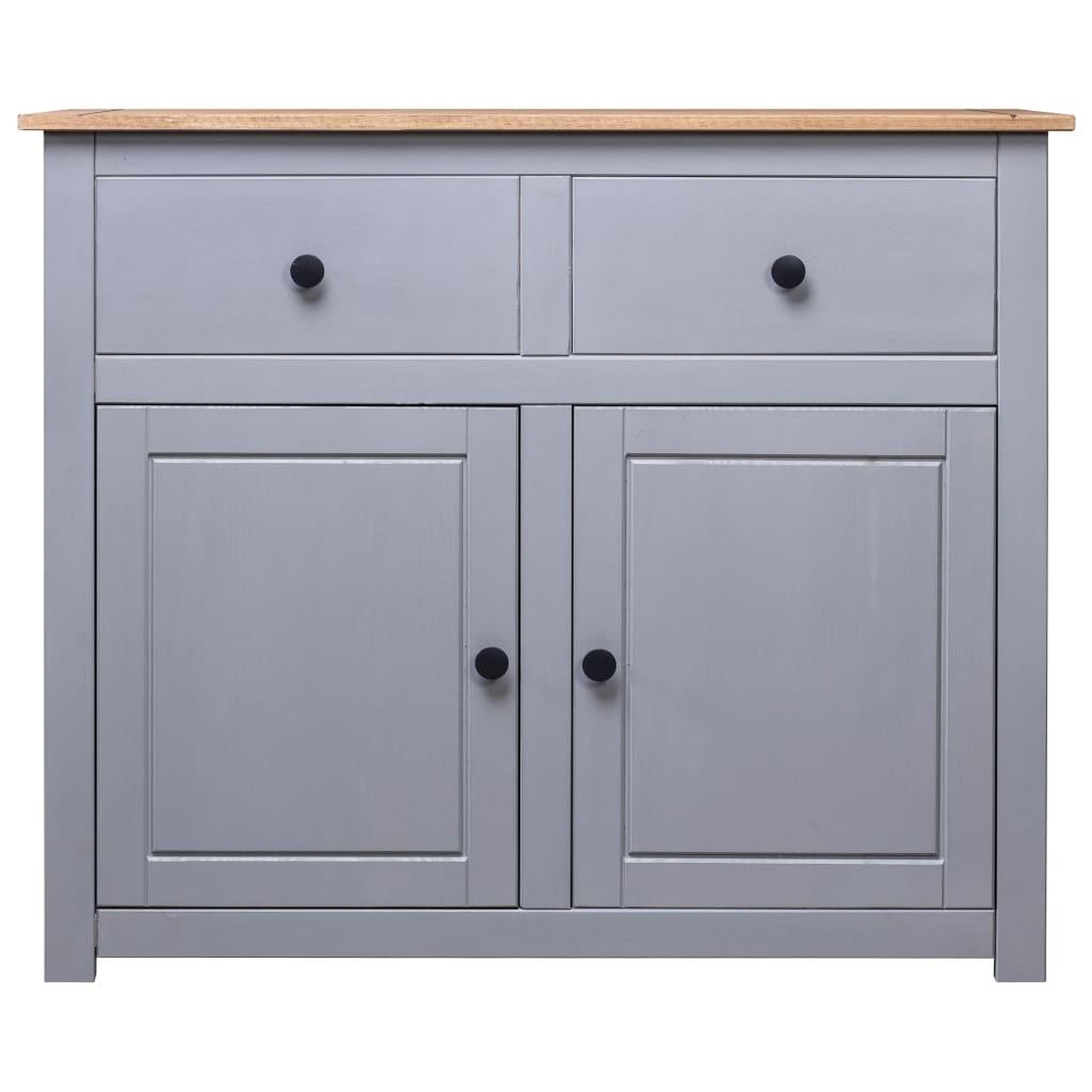 Voir la diapositive 2 : VIDAXL Buffet Gris 93x40x80 cm Pin solide Assortiment Panama