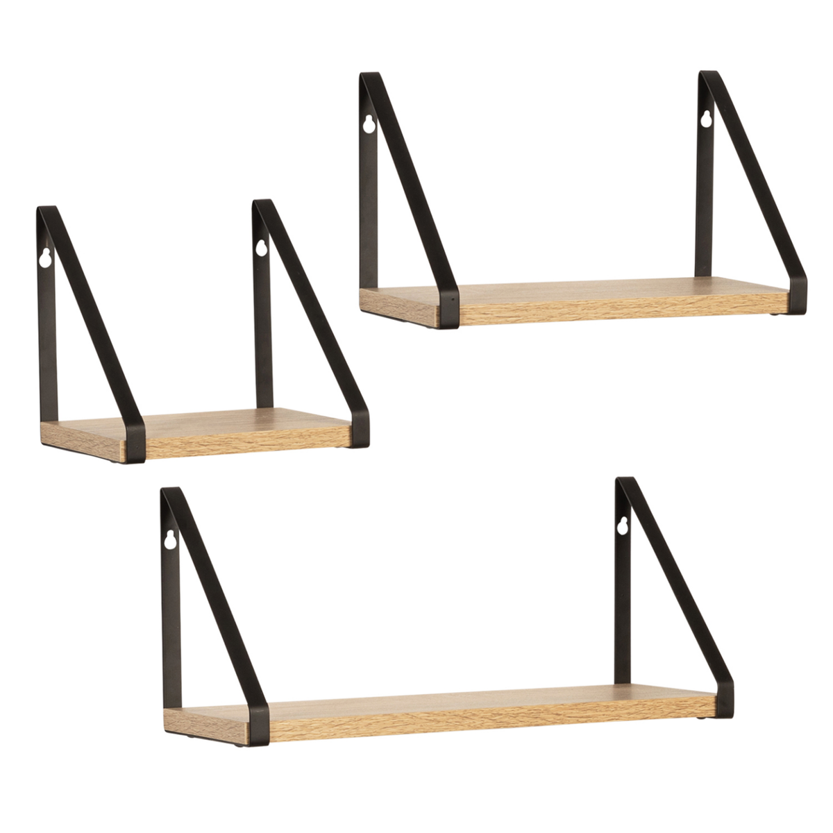 ID MARKET Lot de 3 étagères murales DETROIT design industriel