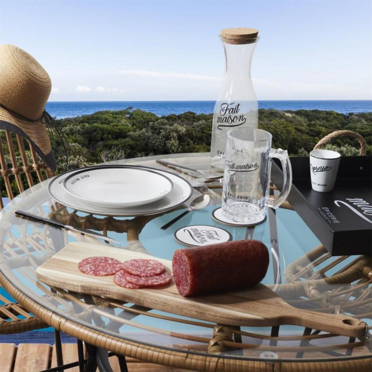 Paris Prix Lot de 6 Assiettes Plates  Épicerie  27cm Blanc