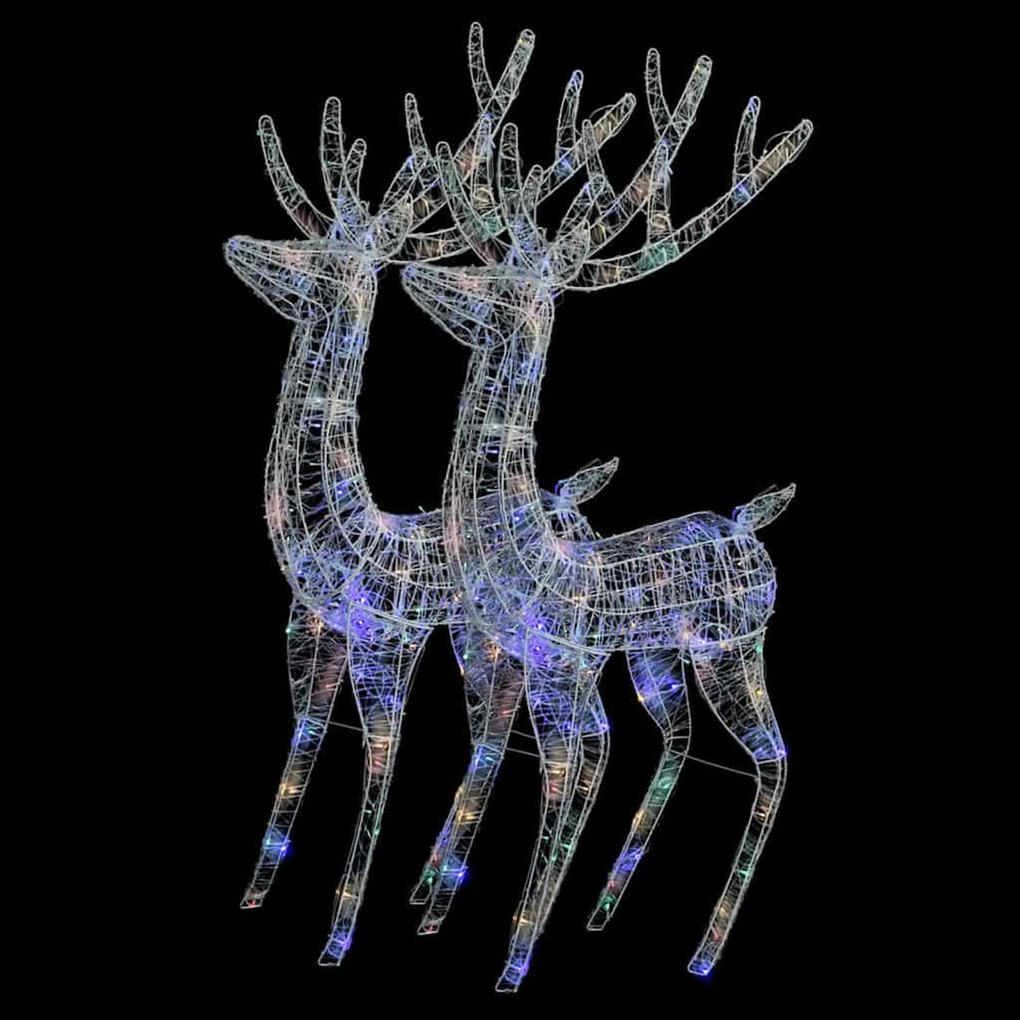 VIDAXL Rennes de noël xxl acrylique 250 led 2 pcs 180 cm multicolore