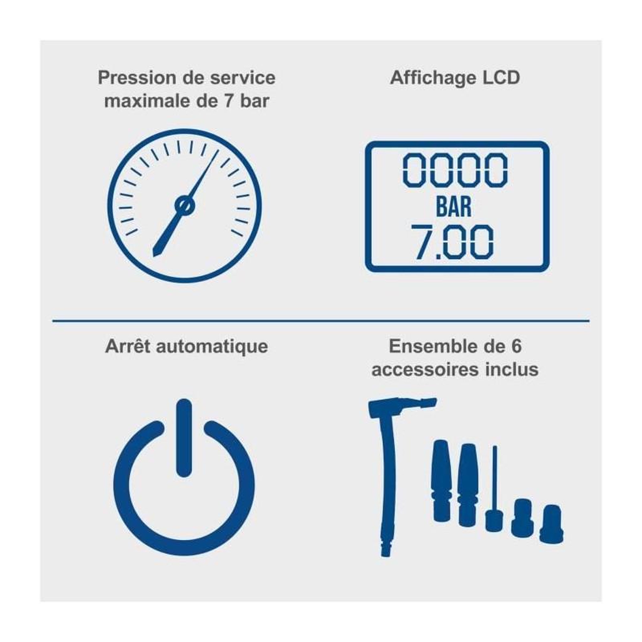 Voir la diapositive 3 : SCHEPPACH Compresseur portatif - SCHEPPACH - 20V IXES - Affichage LED - 7 bars - 6 access inclus - sans batterie ni chargeur - C-AC20-X