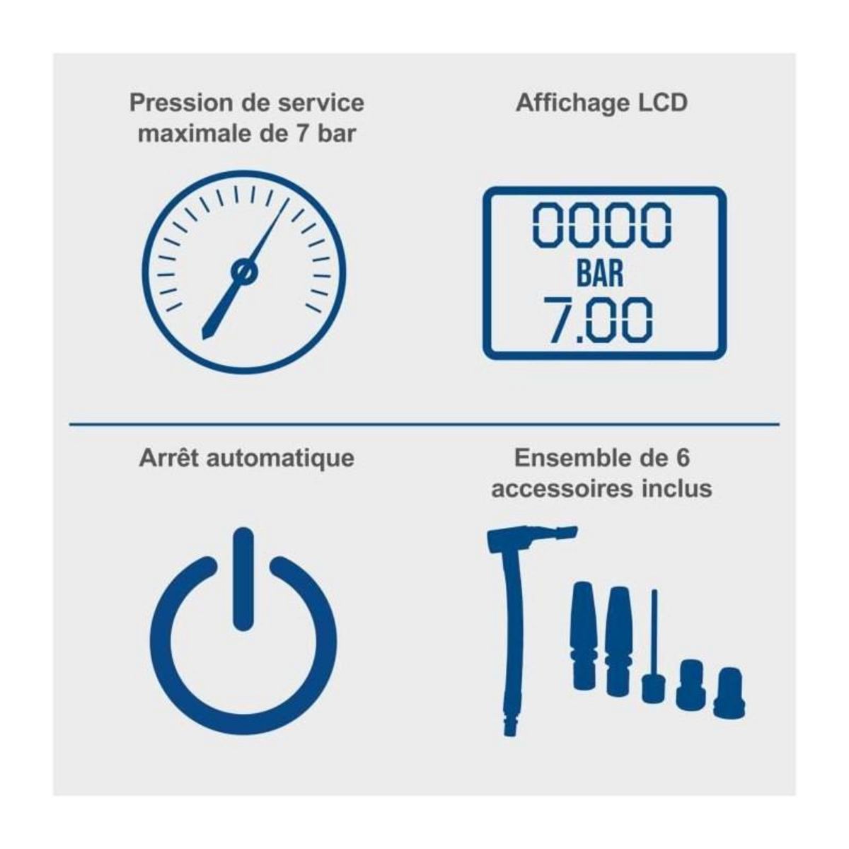 SCHEPPACH Compresseur portatif - SCHEPPACH - 20V IXES - Affichage LED - 7 bars - 6 access inclus - sans batterie ni chargeur - C-AC20-X