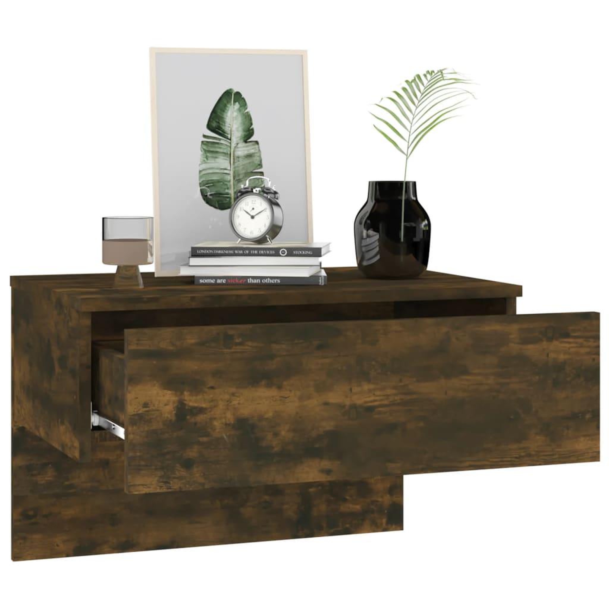 Voir la diapositive 4 : VIDAXL Tables de chevet murales 2 pcs Chene fume
