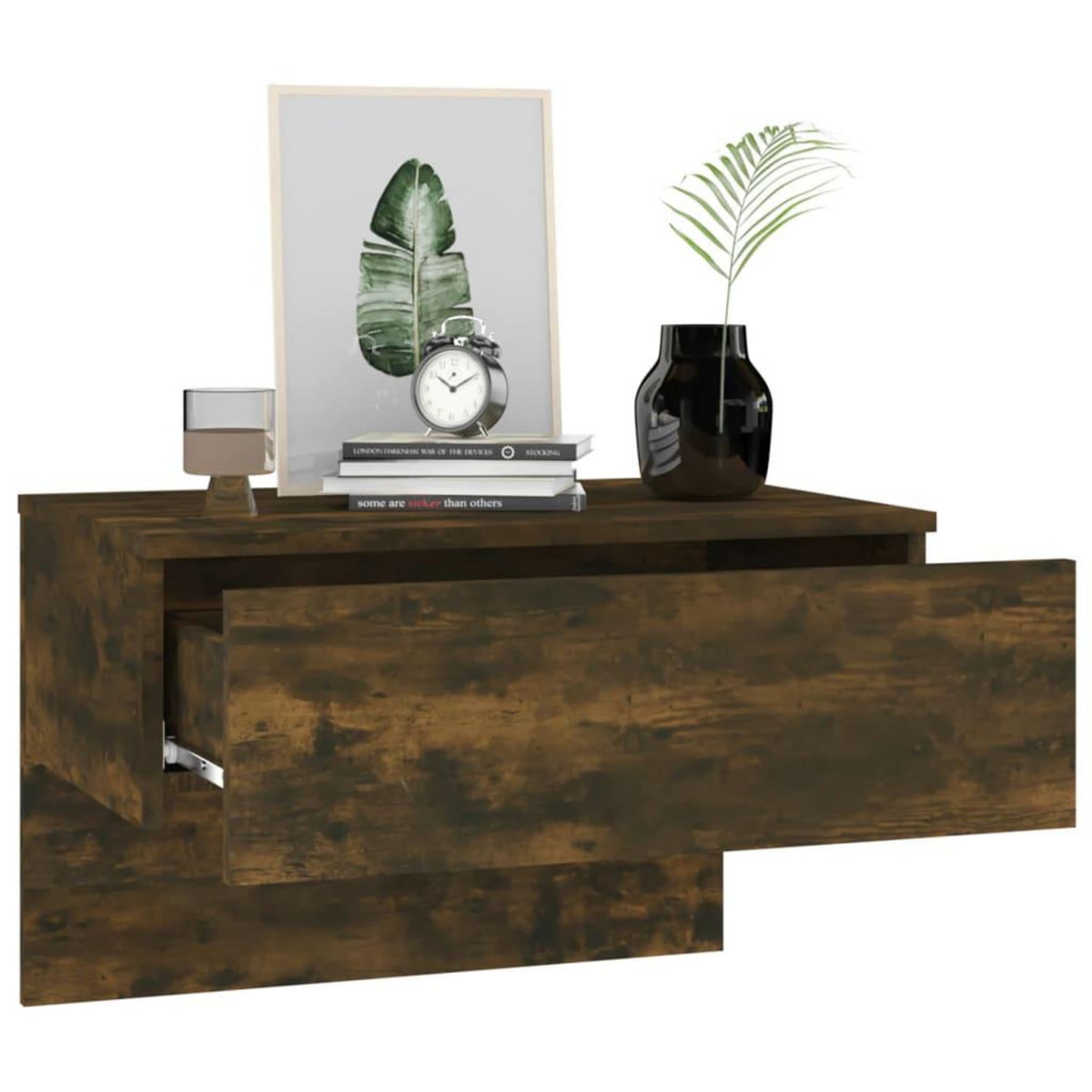 VIDAXL Tables de chevet murales 2 pcs Chene fume
